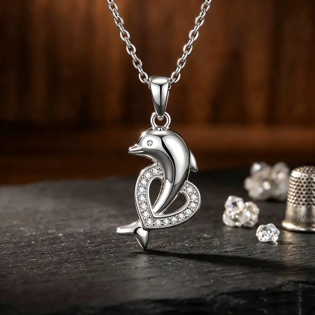 Collar Delfín con Circonitas · Plata 925