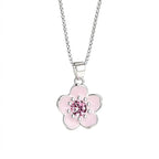 Collares Mujer De Plata 925 Dije Flor Purpura Estilo Coreano Plateado
