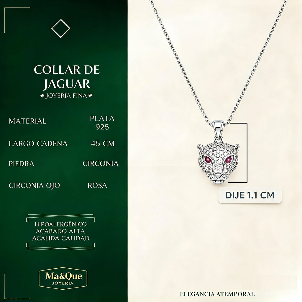 Collar Jaguar con Circonitas · Plata 925