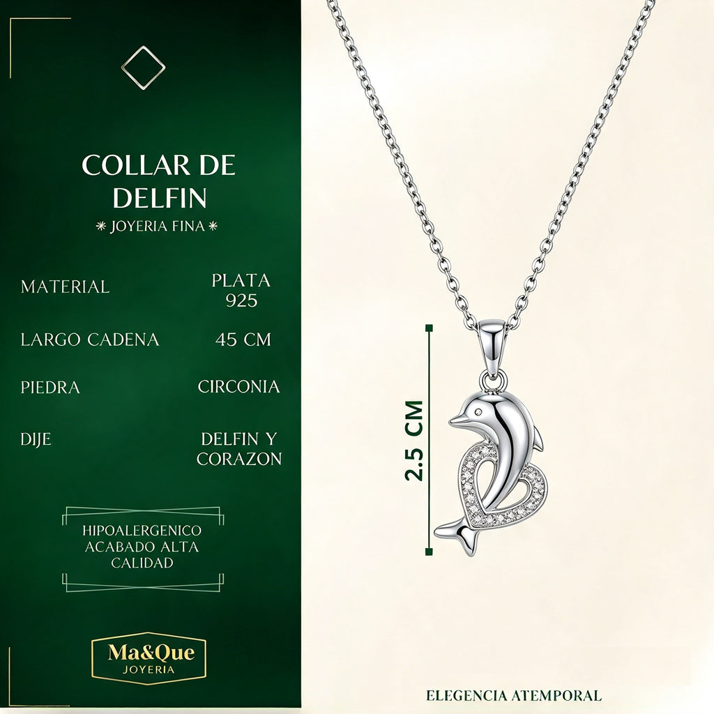 Collar Delfín con Circonitas · Plata 925