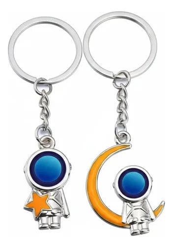 Llavero De Pareja De Astronautas, Amigos, Amor, Galaxia Plateado