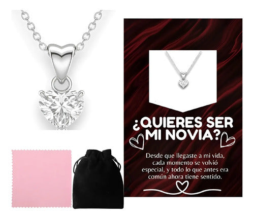 Regalo Quieres Ser Mi Novia Collar De Plata Mensaje De Amor Plateado
