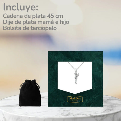 Collar Abrazo Eterno Mama E Hijo De Plata 925, Regalo Mamá Plateado