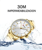 Reloj Hombre Dorado · Acero Inoxidable