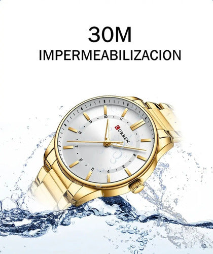Reloj Para Hombre En Acero Inoxidable Color Dorado Dorado