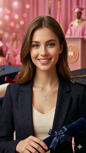 Regalo De Graduación Collar De Plata 925 Dije De Zirconia Plateado