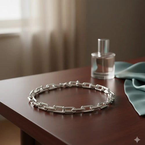 Pulsera Eslabones De Plata 925 Moderna Plateado 6.36 Cm 20 Cm