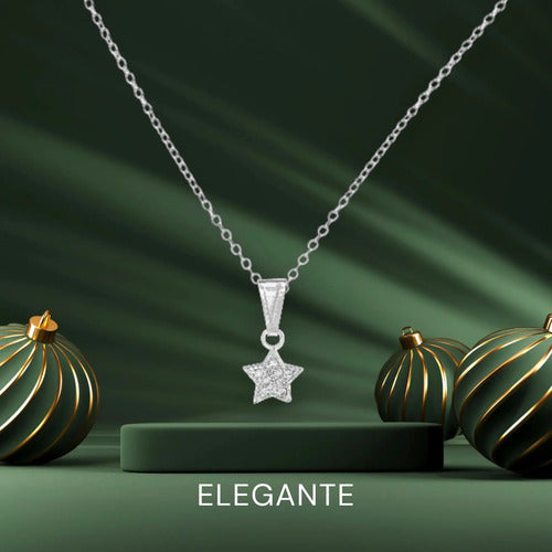 Regalo Navideño Con Mensaje Especial Collar Estrella Plata Plateado