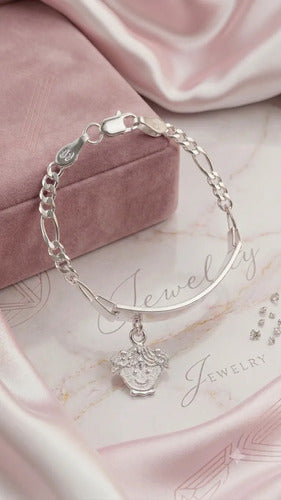 Esclava Dije Niña 12 Cm De Plata 925, Pulsera Para Niña Plateado 3.82 Cm 12 Cm