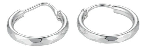 Arracada Facetada Plata 925 12mm Plateado