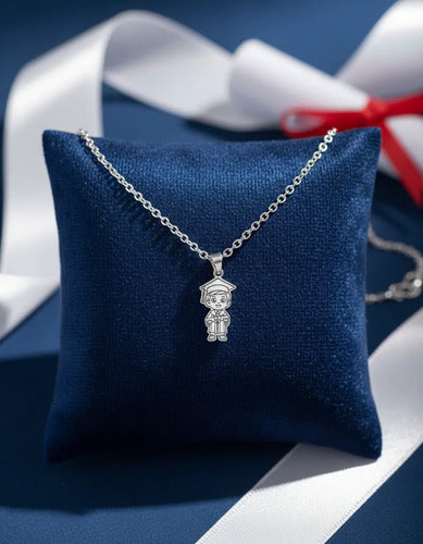 Regalo De Graduación Collar Y Dije Niña - Niño De Plata 925 Niño