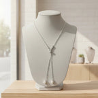Collar Largo Corbatero con Perlas 66 cm · Plata 925