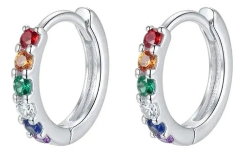 Huggies De Circonitas Arcoiris Rainow De Plata 925 Arcoirs