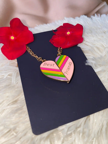 Juego 2 Collares Colgante Corazón  Mejores Amigas Con Imán