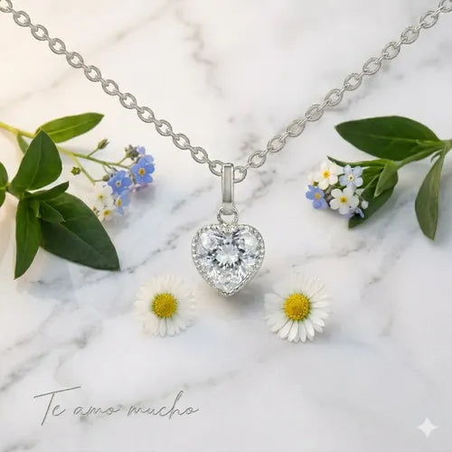 Collar Corazón Plata925, Regalo Para Mamá, Mensaje Especial Mamá