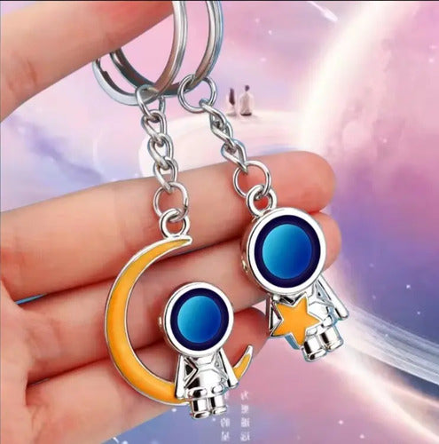 Llavero De Pareja De Astronautas, Amigos, Amor, Galaxia Plateado