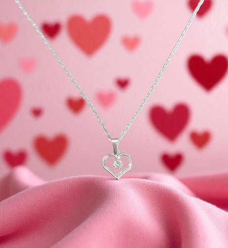 Collar Plata 925 45 Cm Con Zirconia Para Mujer Esposa Regalo Plateado