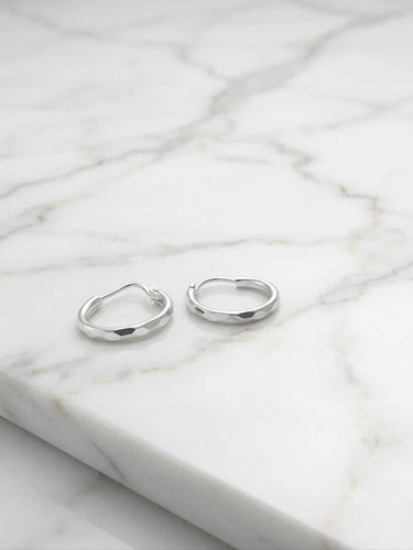 Arracada Facetada Plata 925 12mm Plateado