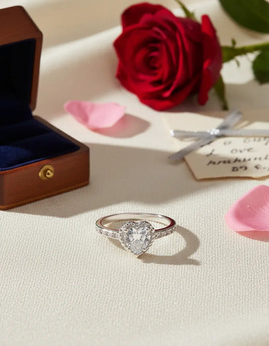 Anillo De Promesa Plata 925 Con Circonita, Amor Regalo Piedra Redonda 9