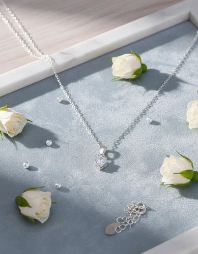 Collar Plata Con Zirconia Para Mujer Futura Esposa Regalo Plateado