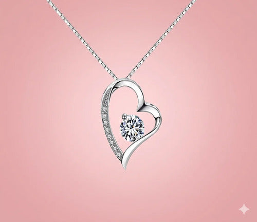 Collar Corazón Plateado Regalo Mensaje Especial Para Mamá Plateado