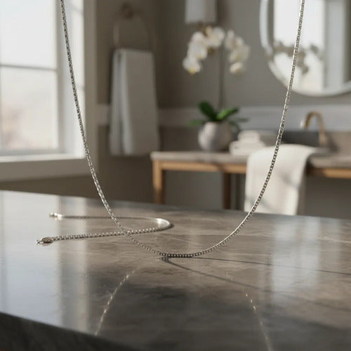 Cadena Espejo 55 Cm Plata Solida 925 De 2.5 Mm Plateado