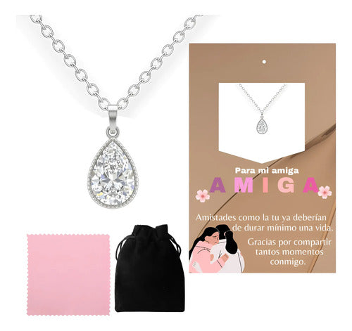 Regalo Para Amiga Collar De Corazón Plata Con Mensaje