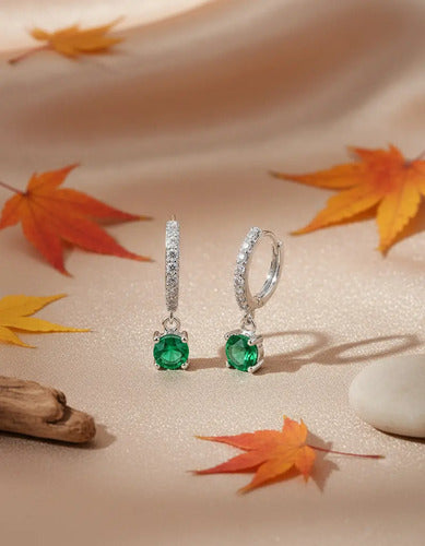 Aretes Huggies Elegante Plata 925 Con Circonias Plateado