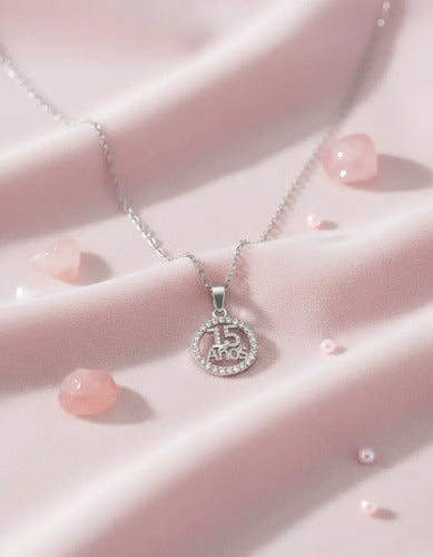 Anillo Y Collar De 15 Años Plata Con Mensaje Especial Regalo Plateado 7.5
