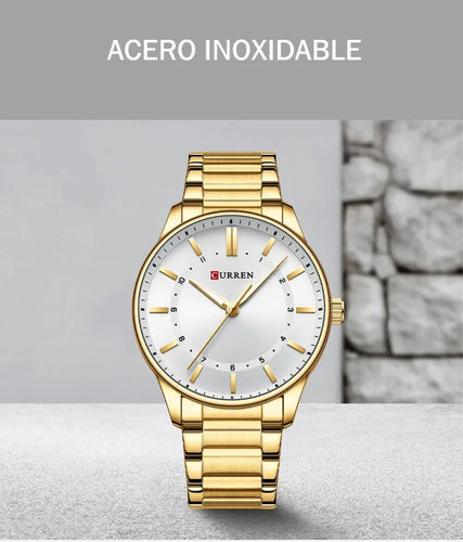 Reloj Para Hombre En Acero Inoxidable Color Dorado Dorado