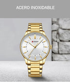Reloj Hombre Dorado · Acero Inoxidable