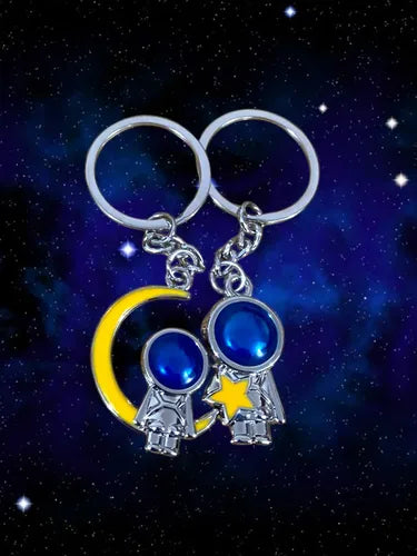 Llavero De Pareja De Astronautas, Amigos, Amor, Galaxia Plateado