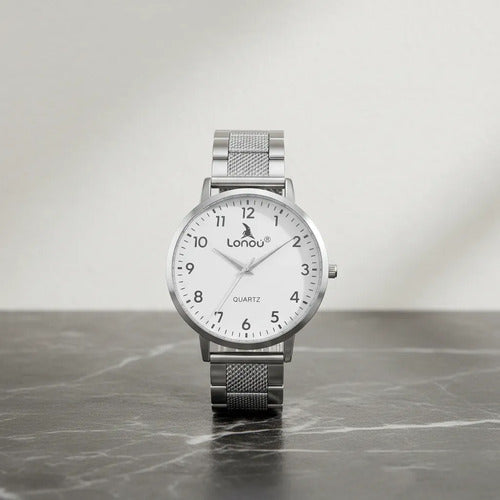Reloj De Caballero De Plata 925 Para Hombre Plateado Blanco