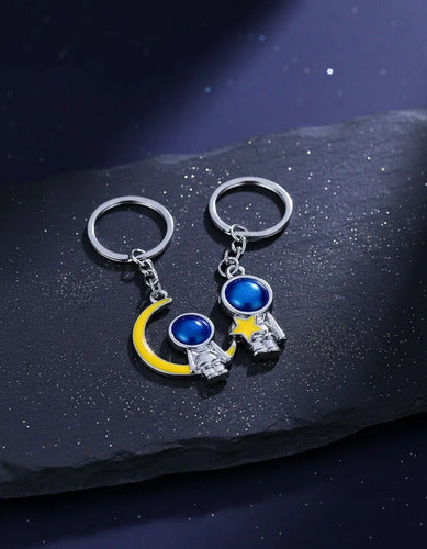 Regalo Llavero Pareja De Astronautas, Amor, Amigos Plateado