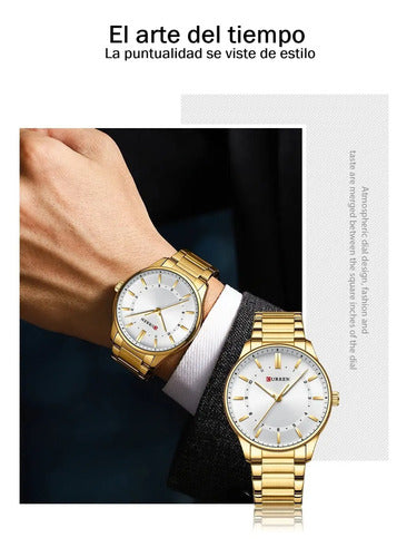 Reloj Para Hombre En Acero Inoxidable Color Dorado Dorado