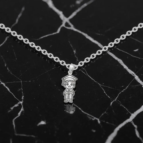 Regalo De Graduación Collar Y Dije Niña - Niño De Plata 925 Niño
