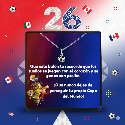 Collar Dije Balón De Futbol Plata, Regalo, Copa Mundial 2026 Plateado