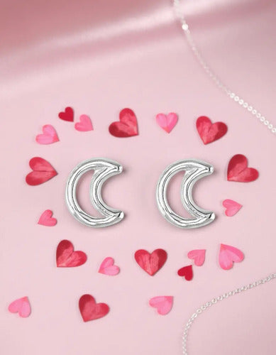 Aretes Borde Luna En Plata 925 Para Mujer Plateado