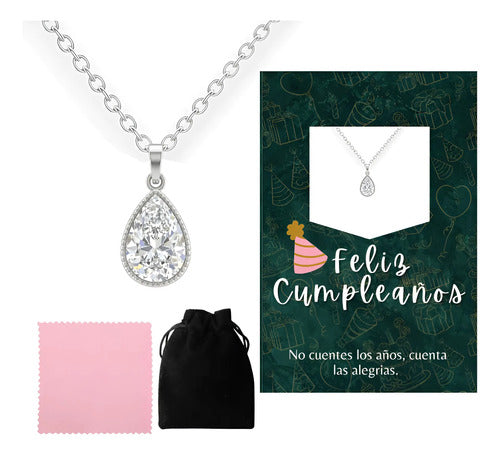 Regalo De Cumpleaños Para Mujer, Collar Elegante Plata 925 Plateado