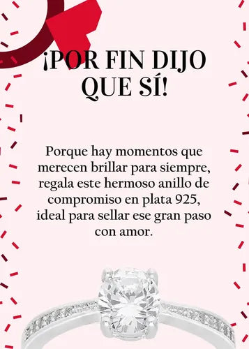 Anillo De Compromiso Plata 925 Con Circonitas Plateado 9