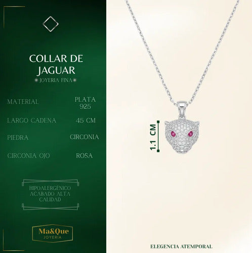 Collar De Jaguar Con Circonitas De Plata 925 Plateado