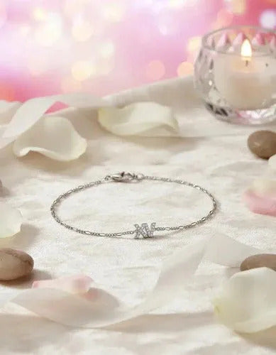 Pulsera De 15 Años Plata 925, Regalo Quinceañera Plateado 19 Cm