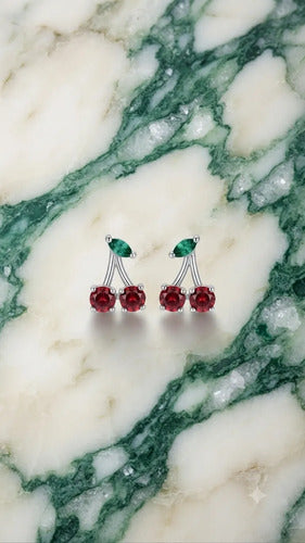Broquel De Cereza De Plata 925 Rojo