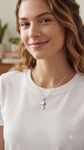 Collar De Snoopy De Plata 925 Plateado