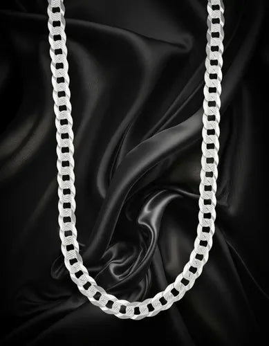 Cadena Estilo Barbada Para Hombre De Plata 925 Plateado