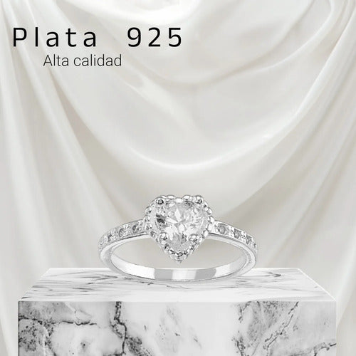 Anillo De Promesa Plata 925 Con Circonita, Amor Regalo Piedra Redonda 9