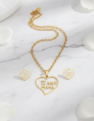 Joyas, El Día De La Madre, Aretes Y Cadena Te Amo Mama, Mom