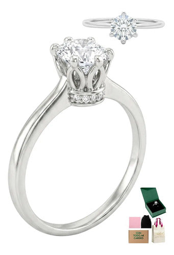 Anillo De Compromiso Plata 925 Forma Corona, Regalo Corona 7