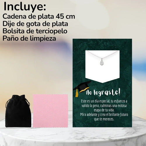 Regalo De Graduación Collar De Plata 925 Dije De Zirconia Plateado