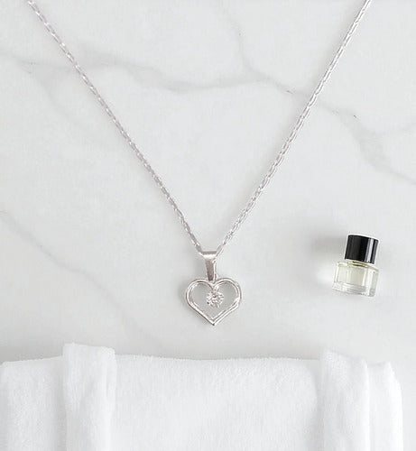 Collar Plata 925 45 Cm Con Zirconia Para Mujer Esposa Regalo Plateado